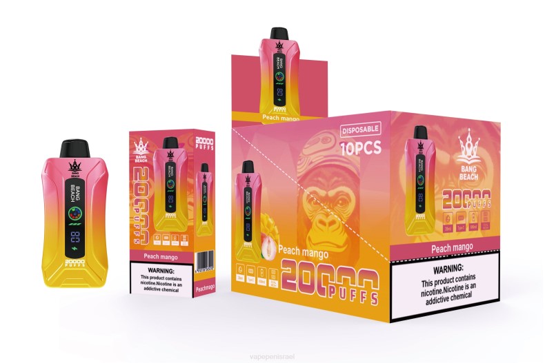 Disposable Vape Israel - Bang Beach 20000 נשיפות מסך חכם vape מנגו אפרסק 8X022