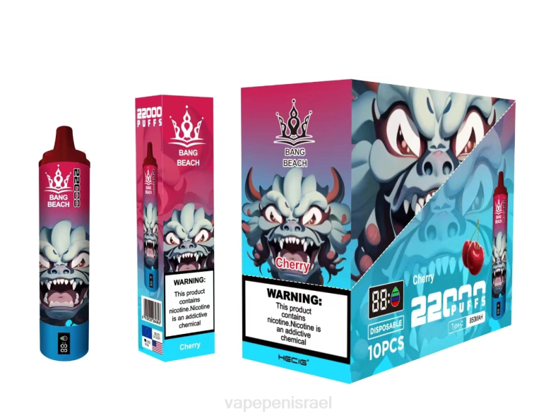 Disposable Vape Israel - Bang Beach מסך חכם 22000 נשיפות דוּבדְבָן 8X0217