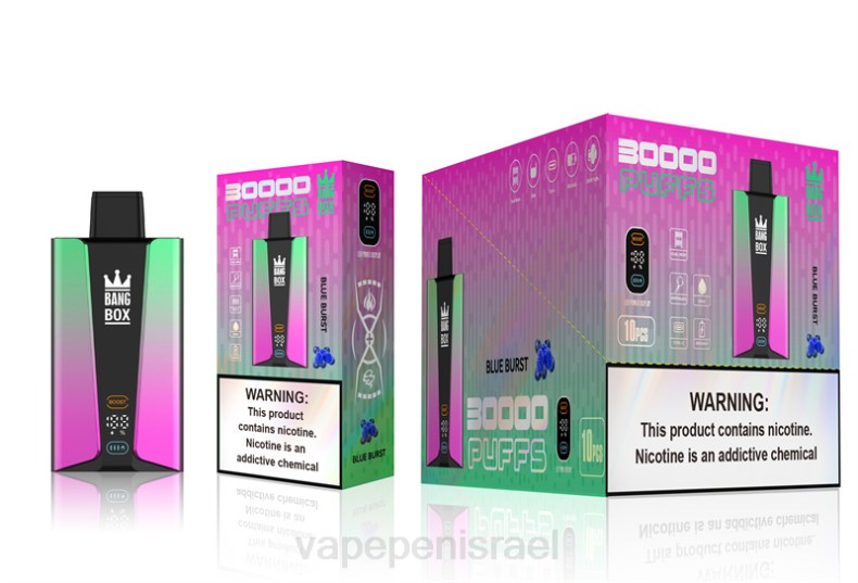 Disposable Vape Israel - Bang Box מסך חכם 30000 נשיפות פרץ כחול 8X0282