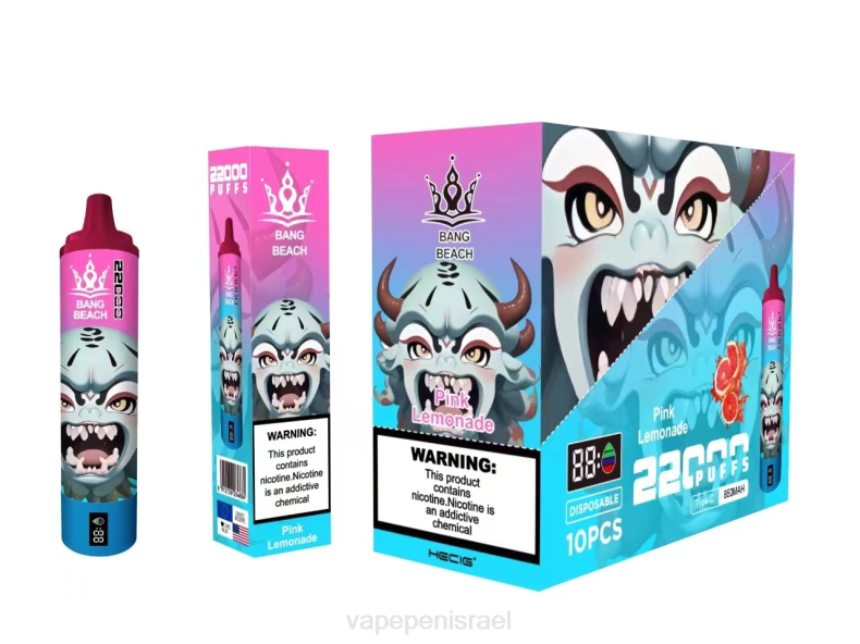 E Cigarette Liquid - Bang Beach מסך חכם 22000 נשיפות לימונדה ורודה 8X0215