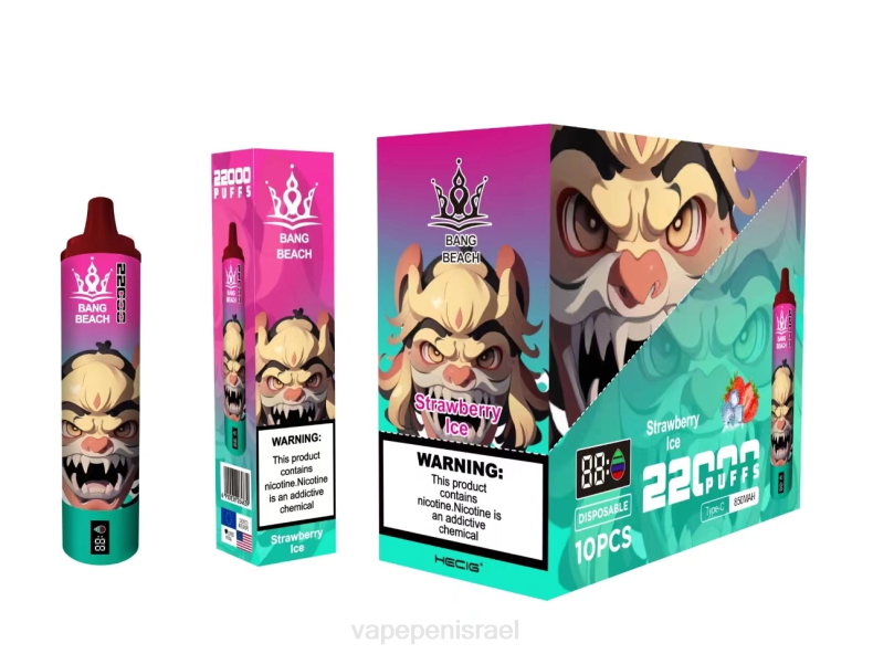 E Cigarette Liquid - Bang Beach מסך חכם 22000 נשיפות קרח תות 8X0220