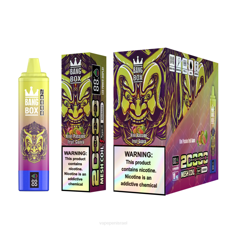 E Cigarette Liquid - Bang Box מסך חכם 20000 נשיפות קיווי פסיפלורה גויאבה 8X0250
