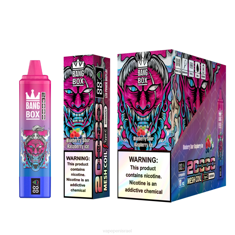 E Cigarette Liquid - Bang Box מסך חכם 20000 נשיפות קרח פטל חמוץ אוכמניות 8X0255