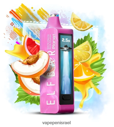 E Cigarette Liquid - Elf Bar Planet 25,000 מתיז באחה אפרסק לבן LNJHNR20
