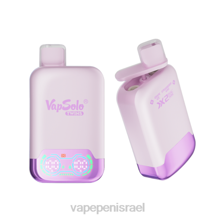 E Cigarette Liquid - Vapsolo TWINS ואפי חד פעמי קרח ענבים וקיווי תות 2264140