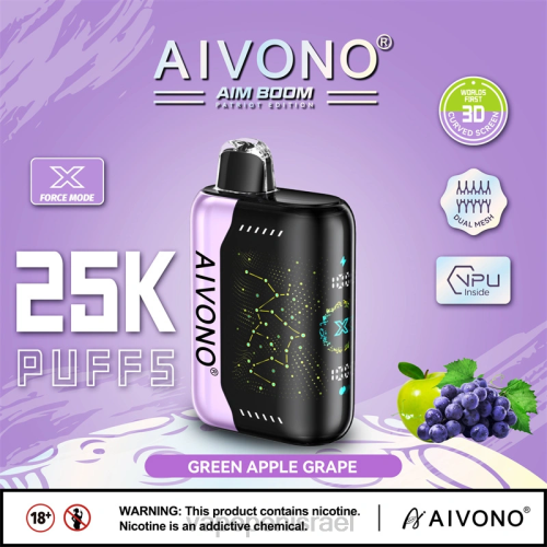 Vape Israel - Aivono AIM BOOM 25,000 P4D26346 ענב תפוח ירוק