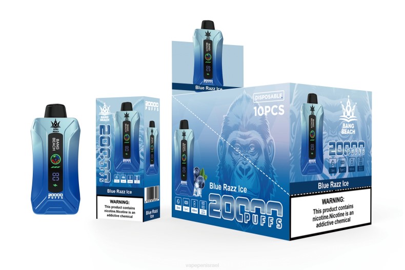 Vape Israel - Bang Beach 20000 נשיפות מסך חכם vape קרח כחול razz 8X0211