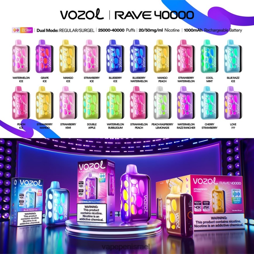 Vape Israel - Vozol Rave 40000 VLFP0Z1
