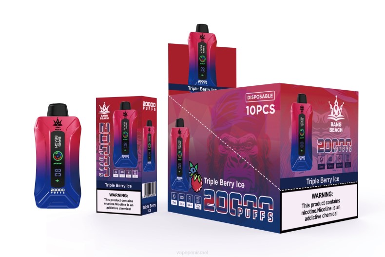 Vape Juice Israel - Bang Beach 20000 נשיפות מסך חכם vape קרח ברי משולש 8X028