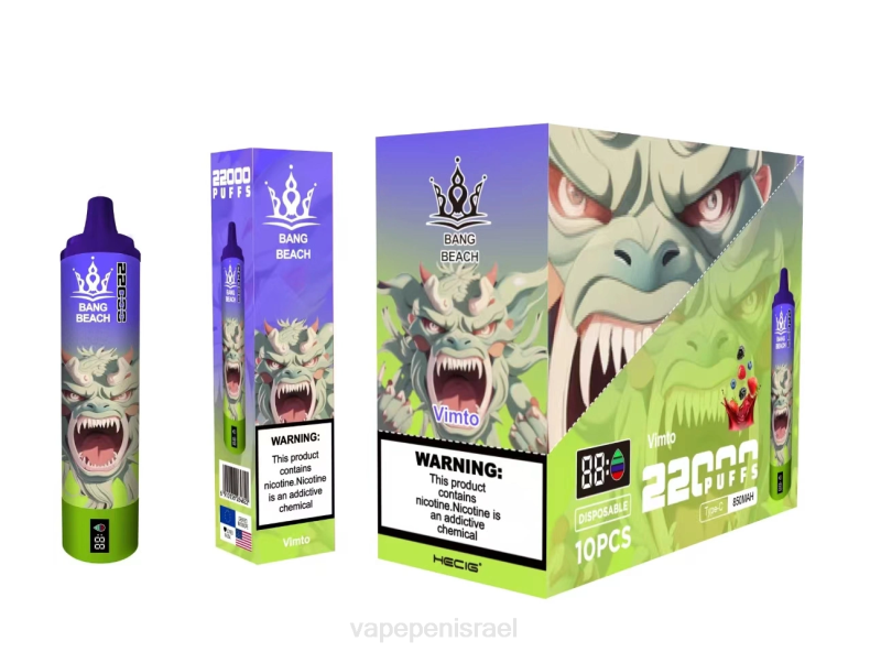 Vape Juice Israel - Bang Beach מסך חכם 22000 נשיפות וימטו 8X0218