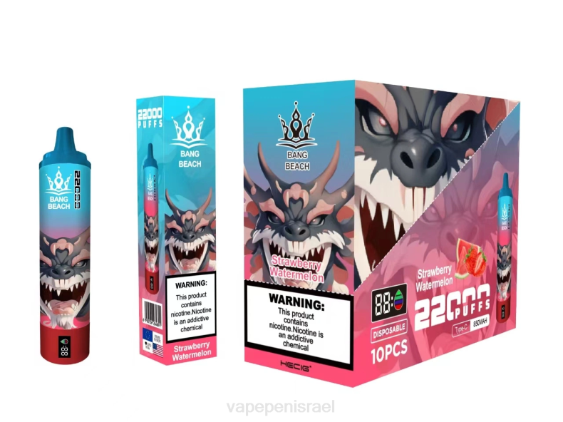 Vape Juice Israel - Bang Beach מסך חכם 22000 נשיפות אבטיח תות 8X0223