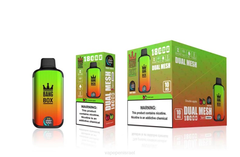 Vape Juice Israel - Bang Box 18000 שאיפות תפוח כפול 8X0293