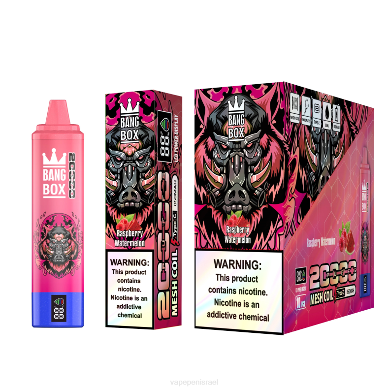 Vape Juice Israel - Bang Box מסך חכם 20000 נשיפות אבטיח פטל 8X0253