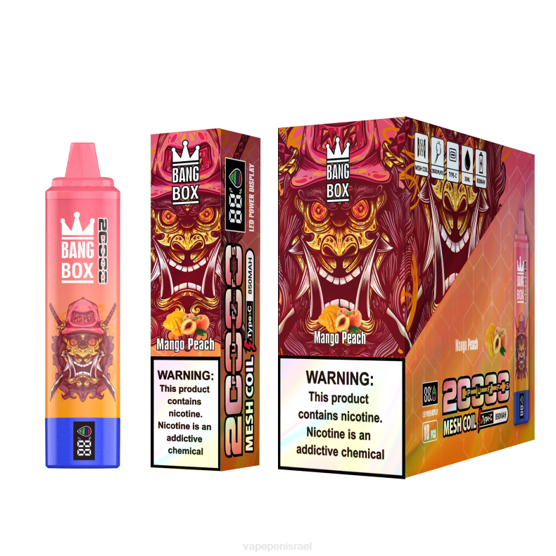 Vape Juice Israel - Bang Box מסך חכם 20000 נשיפות אפרסק מנגו 8X0258
