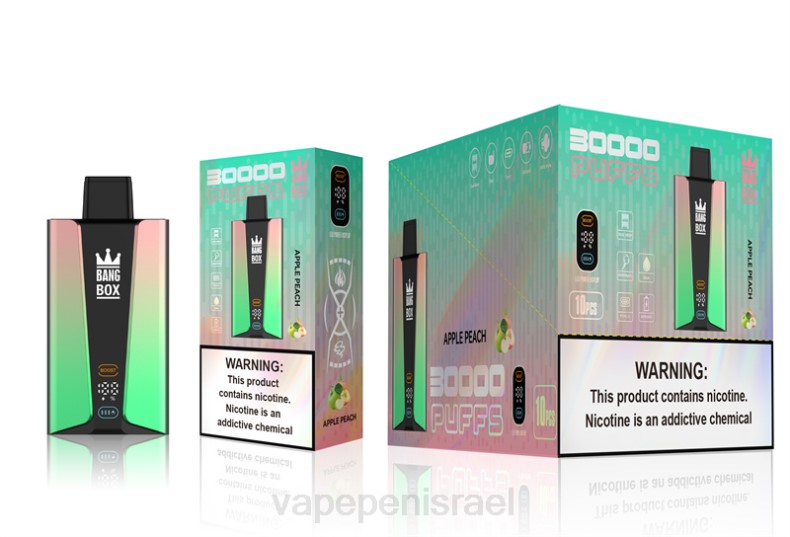 Vape Juice Israel - Bang Box מסך חכם 30000 נשיפות אפרסק תפוח 8X0283