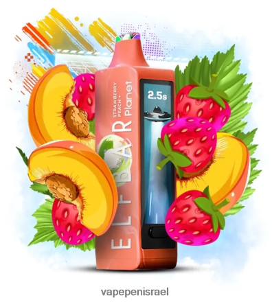 Vape Juice Israel - Elf Bar Planet 25,000 אפרסק תות LNJHNR28
