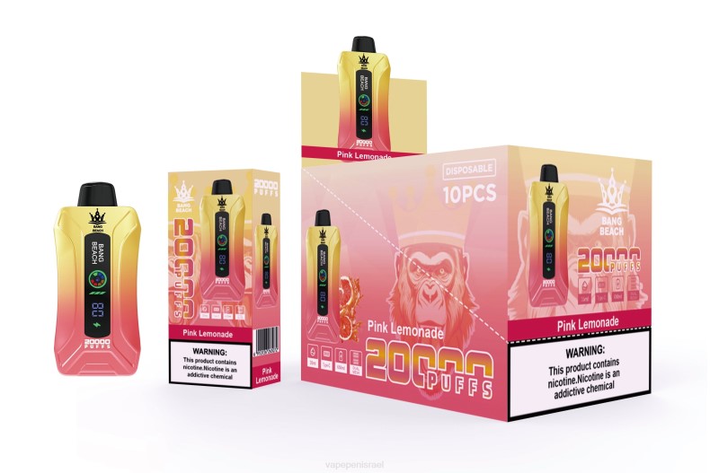 Vape Pen - Bang Beach 20000 נשיפות מסך חכם vape לימונדה ורודה 8X024