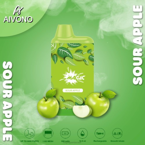 Disposable Vape Israel - Aivono AIM MAGIC סיגרית קופסת פה 5800 P4D2687 תפוח חמוץ