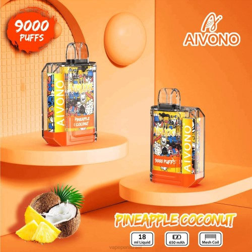 Disposable Vape Israel - Aivono AIM XXL מדבקת פה 9000 שקופה P4D2652 קוקוס אננס