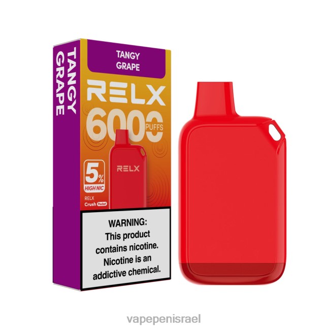 Disposable Vape Israel - RELX Crush Pocket 6000 5% גבוה nic ענבים חריפים 0D04Z27