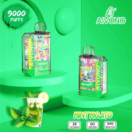 E Cigarette Liquid - Aivono AIM XXL מדבקת פה 9000 שקופה P4D2655 מוחיטו מנטה