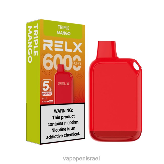 Vape Israel - RELX Crush Pocket 6000 5% גבוה nic מנגו משולש 0D04Z26