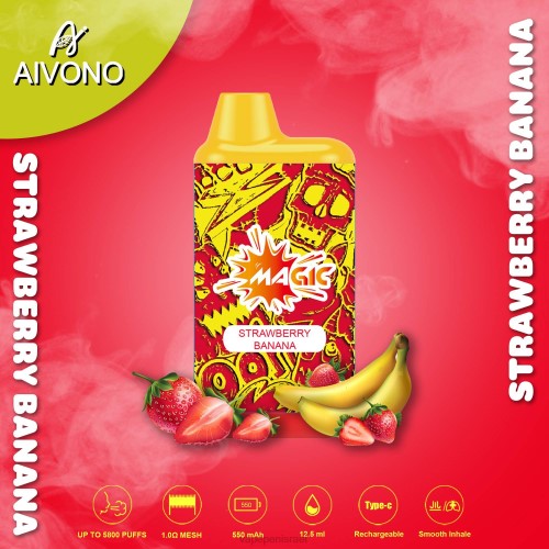 Vape Juice Israel - Aivono AIM MAGIC סיגרית קופסת פה 5800 P4D2693 בננה תות