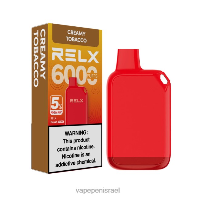 Vape Juice Israel - RELX Crush Pocket 6000 5% גבוה nic טבק שמנת 0D04Z28