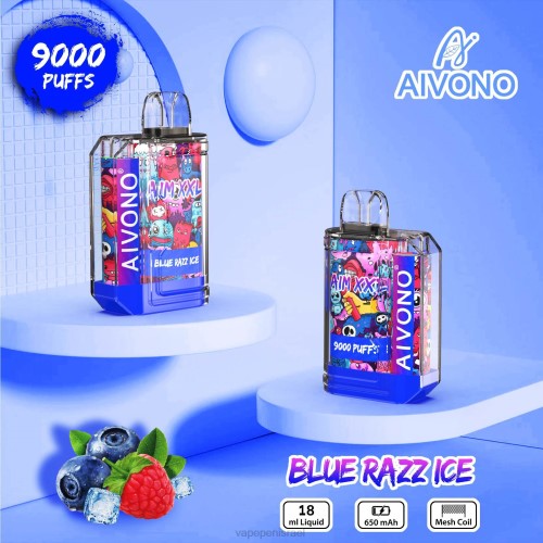 Vape Pen - Aivono AIM XXL מדבקת פה 9000 שקופה P4D2654 קרח כחול razz