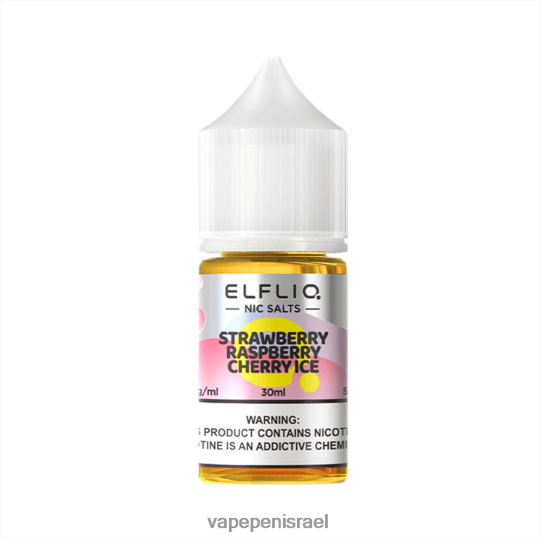 Disposable Vape Israel - ELFBAR ELFLIQ NIC SALT 30 מ"ל קרח דובדבן פטל תות BNZBT632