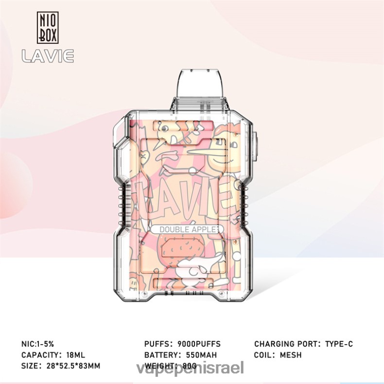 E Cigarette Liquid - LAVIE NIO BOX 9000 שאיפות תפוח כפול Z64NND195