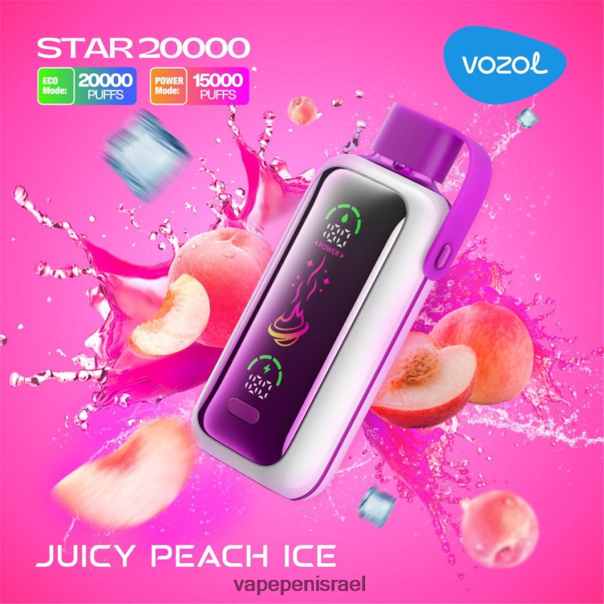 E Cigarette Liquid - VOZOL STAR 20000 LB8R4L10 קרח אפרסק עסיסי
