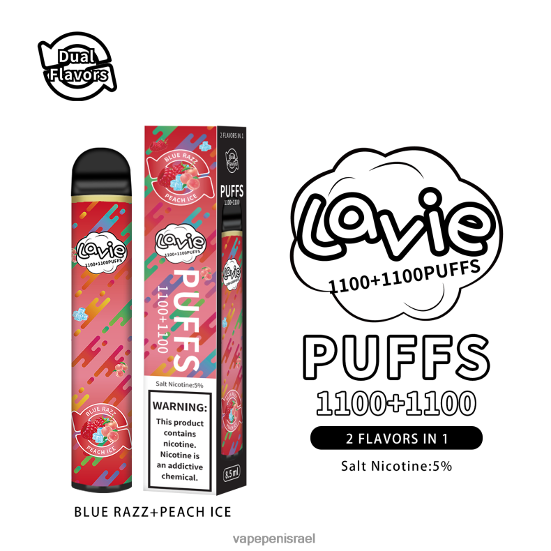 Vape Juice Israel - LAVIE BAR Switch 2200 שאיפות קרח כחול razz/אפרסק Z64NND298