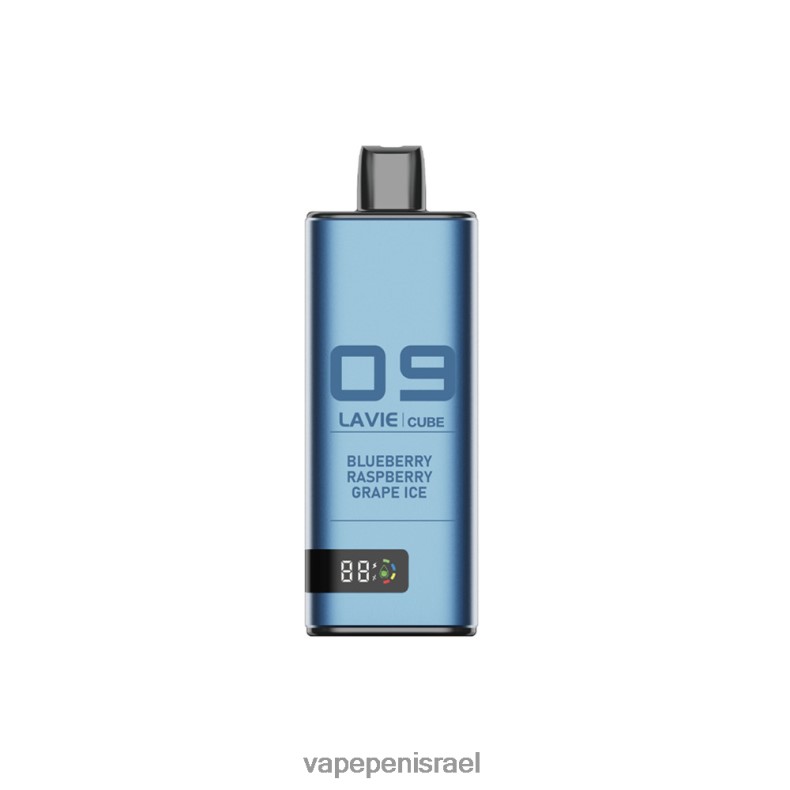 Vape Juice Israel - LAVIE Cube 20000 שאיפות קרח ענבים פטל אוכמניות Z64NND43