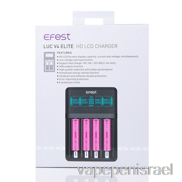 מטען חד פעמי Vape Israel Efest Luc V4 Elite Hd Lcd