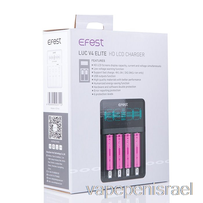מטען חד פעמי Vape Israel Efest Luc V4 Elite Hd Lcd
