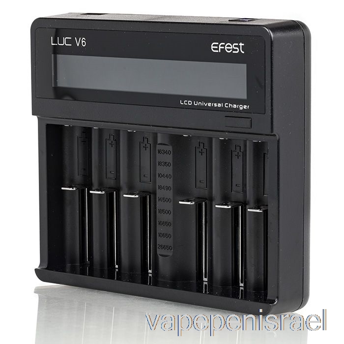 חד פעמי Vape Israel Efest Luc V6 מטען אוניברסלי LCD עם 6 מפרצים