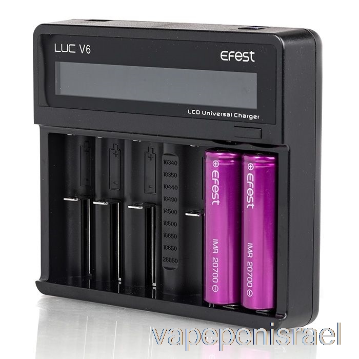 חד פעמי Vape Israel Efest Luc V6 מטען אוניברסלי LCD עם 6 מפרצים