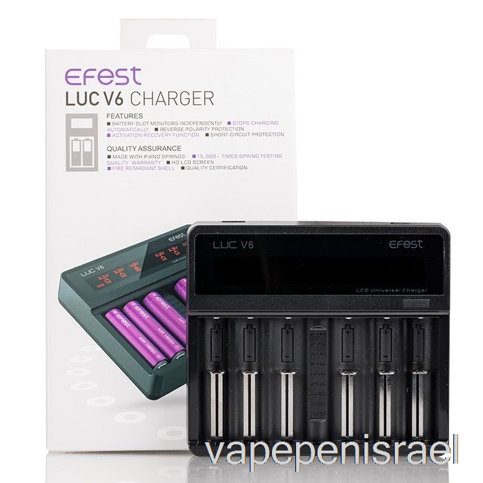 חד פעמי Vape Israel Efest Luc V6 מטען אוניברסלי LCD עם 6 מפרצים
