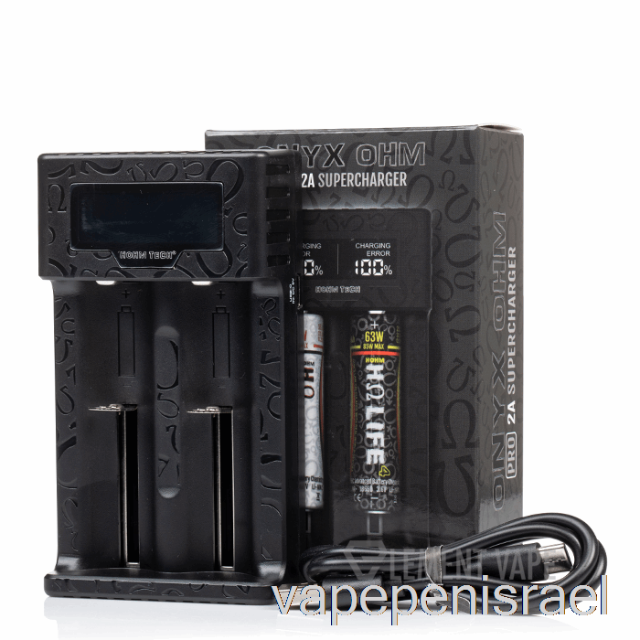 חד פעמי Vape Israel Hohm Tech Onyx Ohm 2a Matrix Display מטען מטען 2 מפרצים