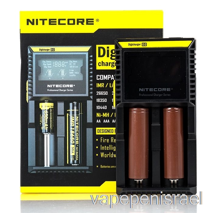 מטען סוללות חד פעמי Vape Israel Nitecore D2 (2 מפרצים)