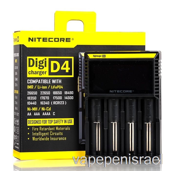 מטען סוללות חד פעמי Vape Israel Nitecore D4 (4 מפרצים)
