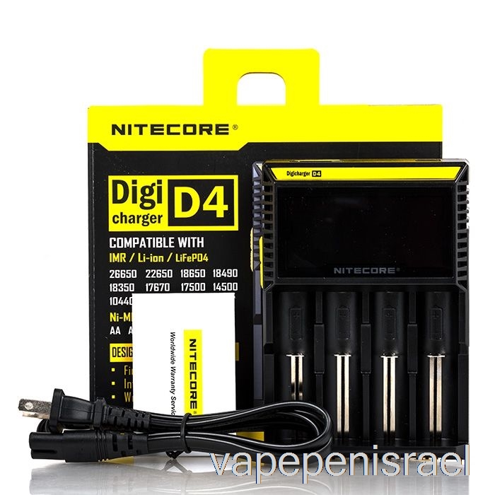 מטען סוללות חד פעמי Vape Israel Nitecore D4 (4 מפרצים)