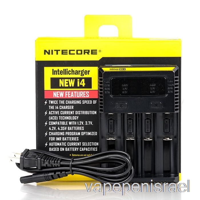 מטען סוללה חד פעמי Vape Israel Nitecore I4 V2 (4 מפרצים)